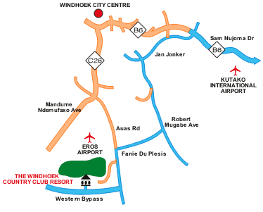 Windhoek Country Club Resort map